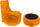 Sessel Pouf und Couchtisch aus orangefarbenem Pomodone-Acryl