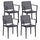 Satz von 4 stapelbaren Stühlen 81x57x56 cm mit Armlehnen aus Polypropylen und Fiberglas Porto Anthrazit