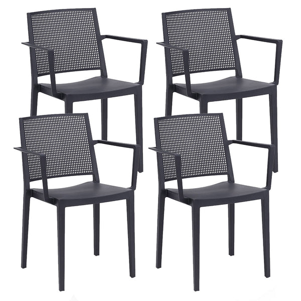 Satz von 4 stapelbaren Stühlen 81x57x56 cm mit Armlehnen aus Polypropylen und Fiberglas Porto Anthrazit acquista