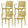 Satz von 4 stapelbaren Stühlen 81x57x56 cm mit Armlehnen aus Polypropylen und Fiberglas Porto Senf