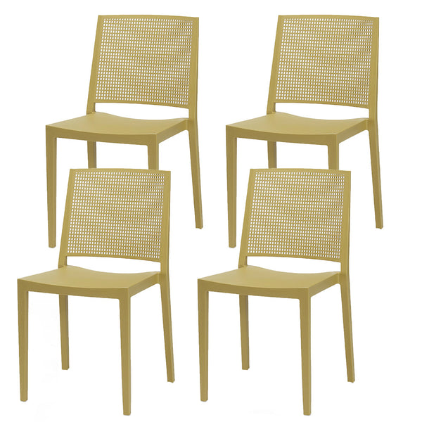 Set mit 4 stapelbaren Stühlen 81 x 46 x 56 cm aus Polypropylen und Fiberglas Porto Senf prezzo
