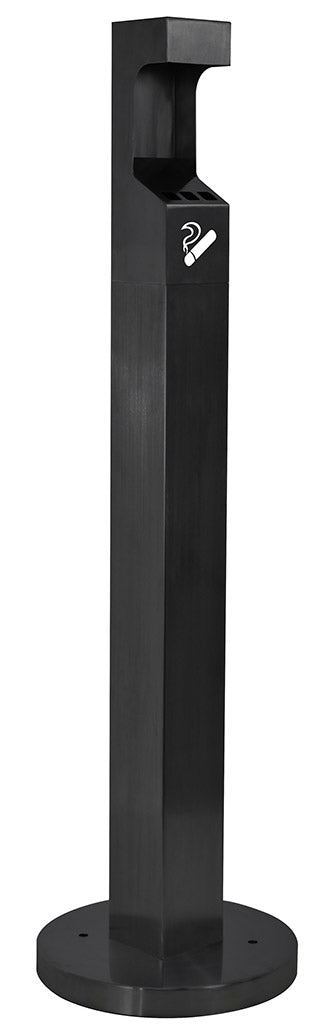 sconto Ø32 cm Säulenaschenbecher aus mattschwarzem Metall 2L für den Außenbereich