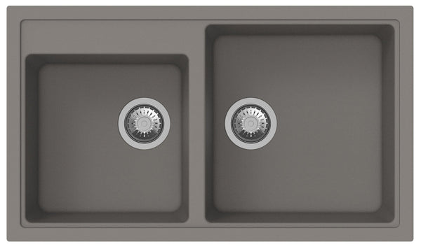 sconto Küchenspüle 2 Becken 86x50 cm aus Acryl Apell Pietra Plus Aluminium