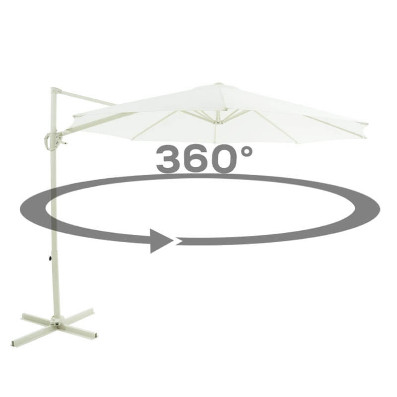 Ombrellone Decentrato da Giardino in Alluminio Ø3m Bianco-10