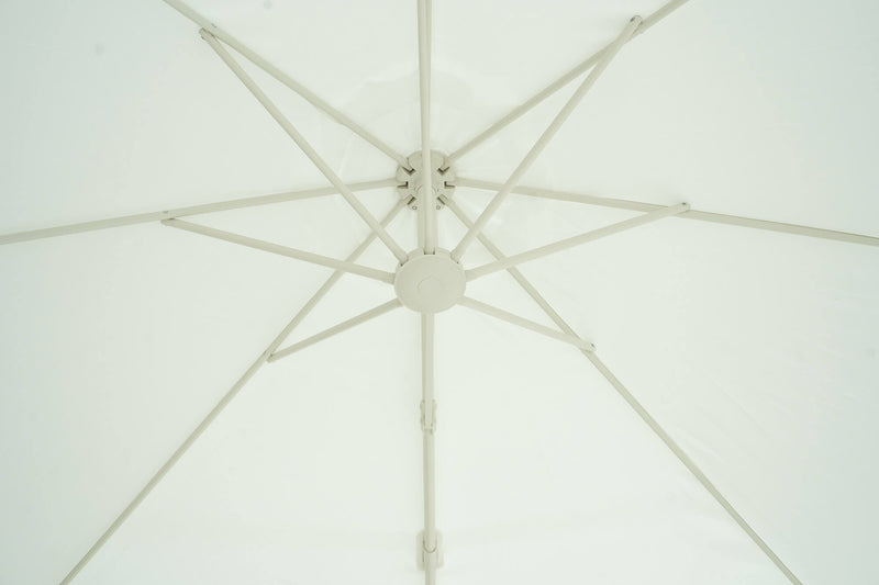 Ombrellone Decentrato da Giardino in Alluminio Ø3m Bianco-6