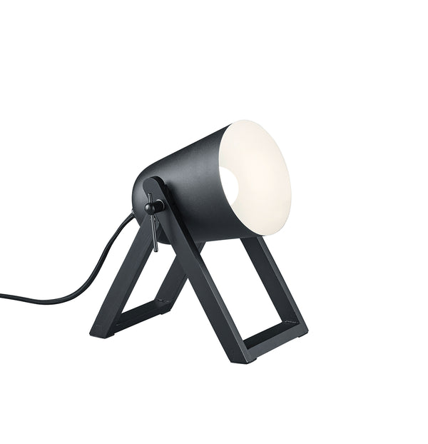 online Indoor-Tischlampe E27 aus mattschwarzem Naturholz