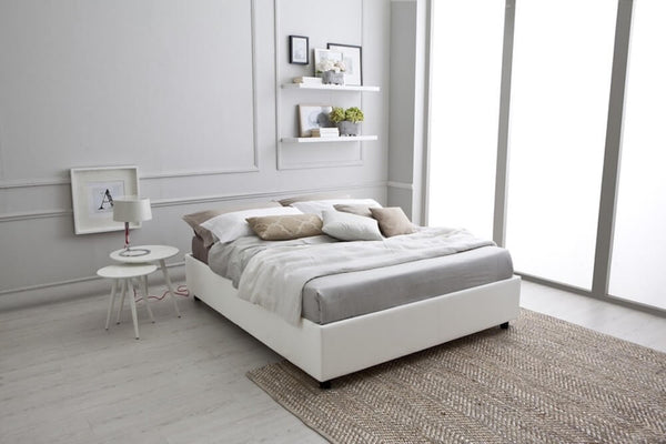 online Sommier Doppelbett aus weißem Zara Visson Kunstleder