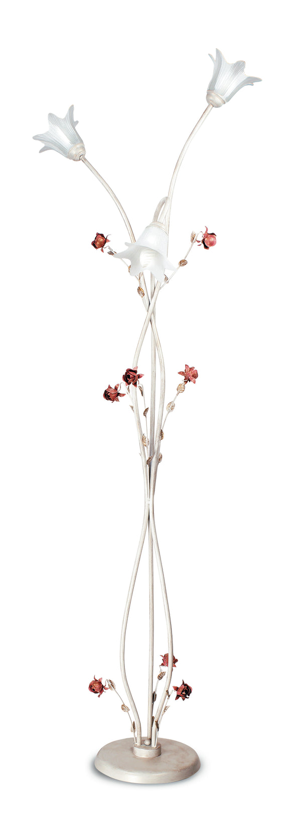 acquista Stehleuchte Elegant Rose Metall Weiß Rot Glasdiffusoren Klassische Stehleuchte E14 AmbienteE / PT3
