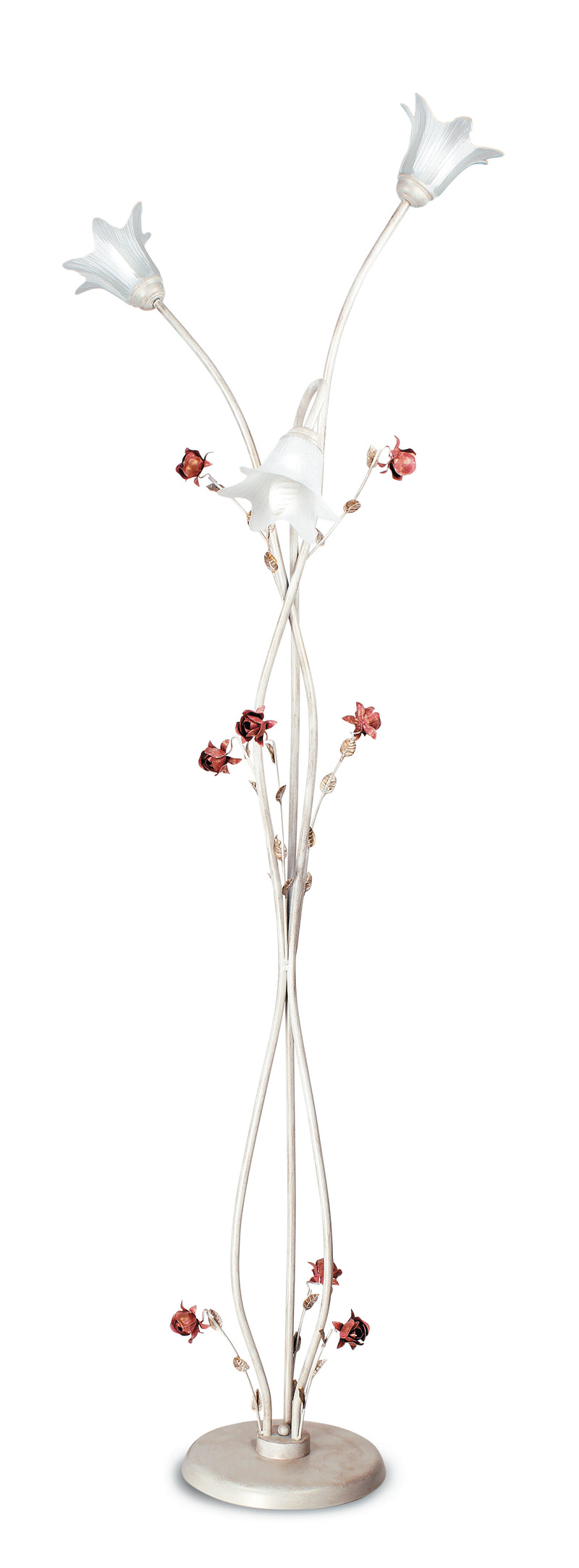 Piantana Elegante Rose Metallo Bianco Rosso diffusori Vetro Lampada da Terra Classica E14 AmbienteE/PT3-1