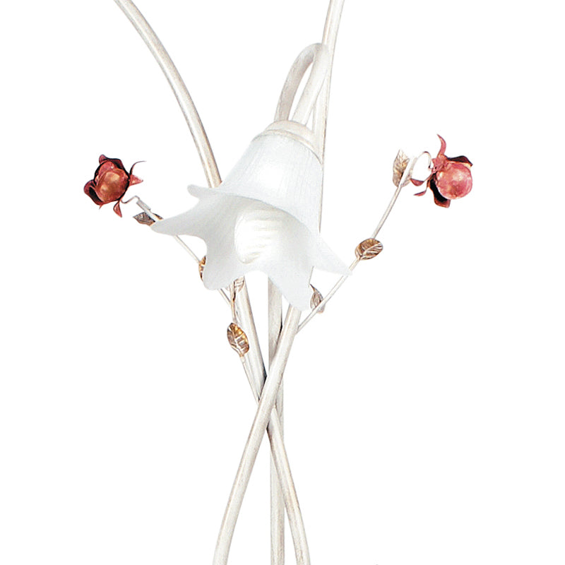 Piantana Elegante Rose Metallo Bianco Rosso diffusori Vetro Lampada da Terra Classica E14 AmbienteE/PT3-3
