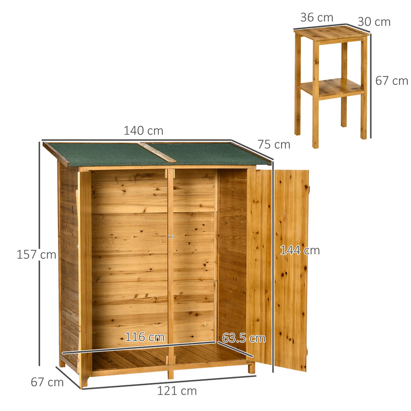 Casette Box da Giardino Porta Utensili 140x75x157 cm 2 Ante in Legno di Abete-3