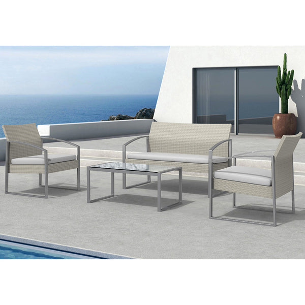 online Garden Lounge Set Sofa + 2 Sessel + Weißer Couchtisch Alicante
