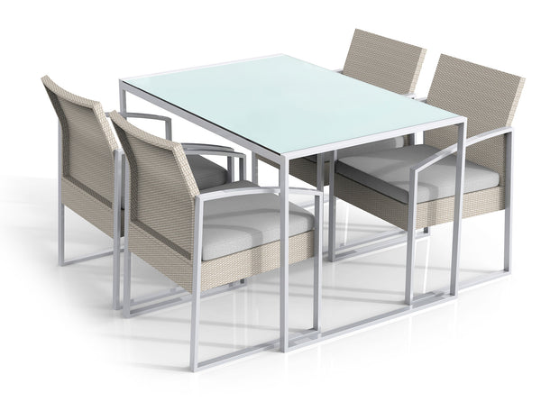 prezzo Fadi Bilbao Set aus Tisch und 4 Gartenstühlen aus Stahl und Polyrattan