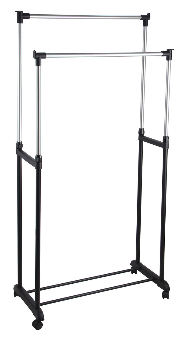 prezzo Doppelgarderobe aus Stahl mit Rädern 80 x 170 x 42 cm Fadi Schwarz und Stahl