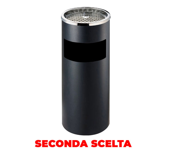 acquista Cestino Gettacarte Posacenere Ø24,7 cm in Metallo Nero Opaco 10L per Interno Esterno Seconda Scelta