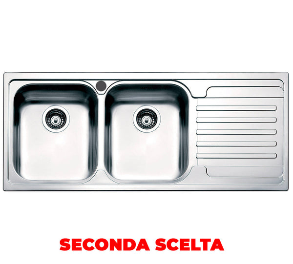 Lavello Cucina 2 Vasche 116x50 cm in Acciaio Inox Apell Venezia Gocciolatoio Destro Seconda Scelta online