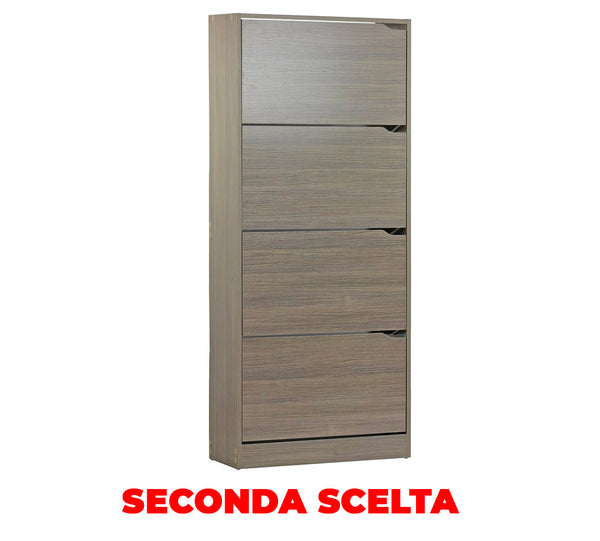 acquista Scarpiera 4 ante 63x150x24 cm in Legno Melaminico Rovere Grigio Seconda Scelta