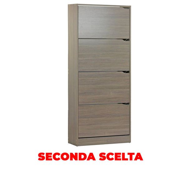 sconto Scarpiera 4 ante 63x150x24 cm in Legno Melaminico Rovere Grigio Seconda Scelta