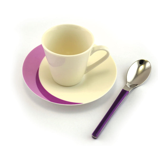 acquista Kaffeeset 3-teilig Tasse + Untertasse + Löffel Eme Natura Flower Purple