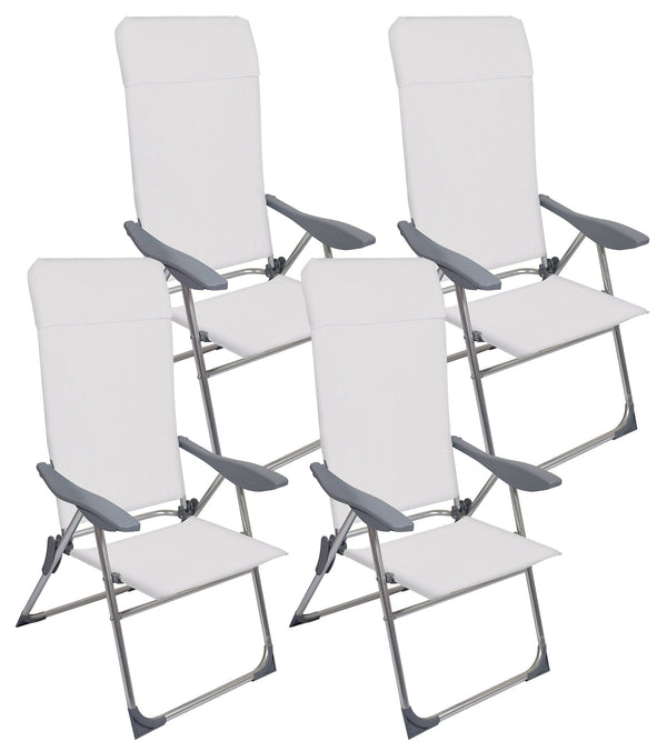 prezzo Set mit 4 klappbaren Liegestühlen 59 x 64 x 108 cm aus Aluminium und elfenbeinfarbenem Textilene