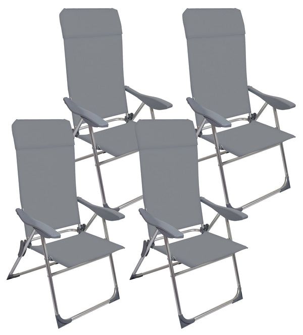 sconto Set mit 4 klappbaren Liegestühlen 59 x 64 x 108 cm aus Aluminium und grauem Textilene