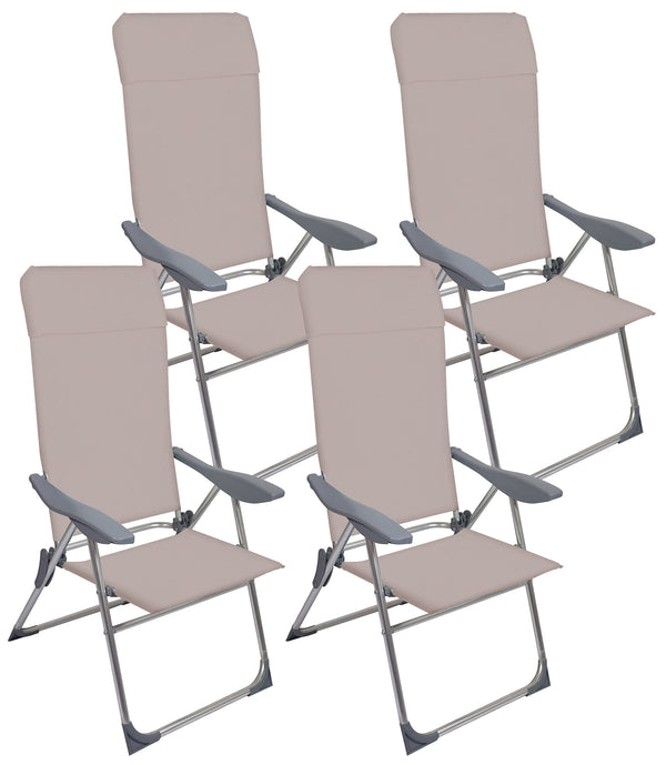 Set mit 4 klappbaren Liegestühlen 59 x 64 x 108 cm in Aluminium und Textilene Taupe prezzo