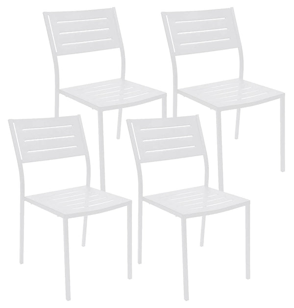 Set mit 4 Gartenstühlen 46 x 58 x 84 cm aus Stahl RD Italia Dorio Weiß sconto