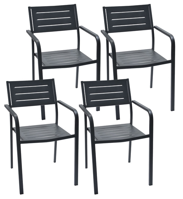Set mit 4 Gartenstühlen 54x58x84 cm in Stahl mit Armlehnen RD Italia Dorio Anthrazit prezzo