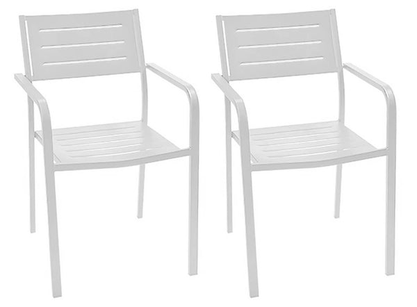 Set mit 2 Gartenstühlen 54 x 58 x 84 cm aus Stahl mit weißen Armlehnen RD Italia Dorio sconto