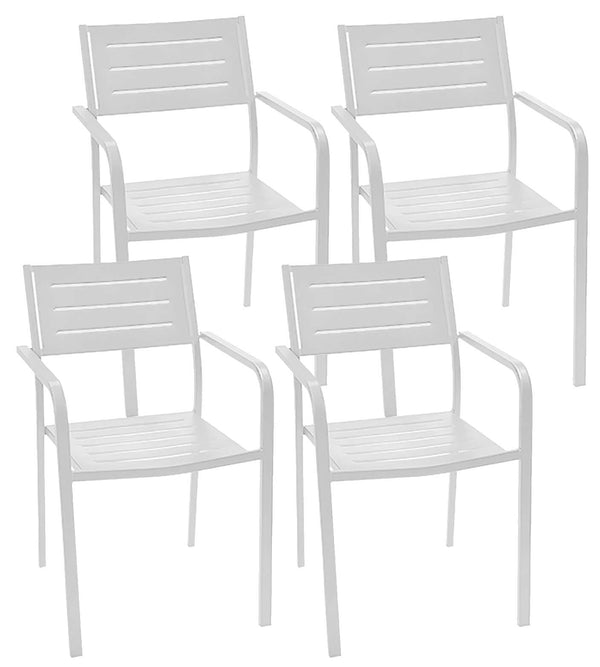 Set mit 4 Gartenstühlen 54x58x84 cm aus Stahl mit weißen Armlehnen RD Italia Dorio prezzo