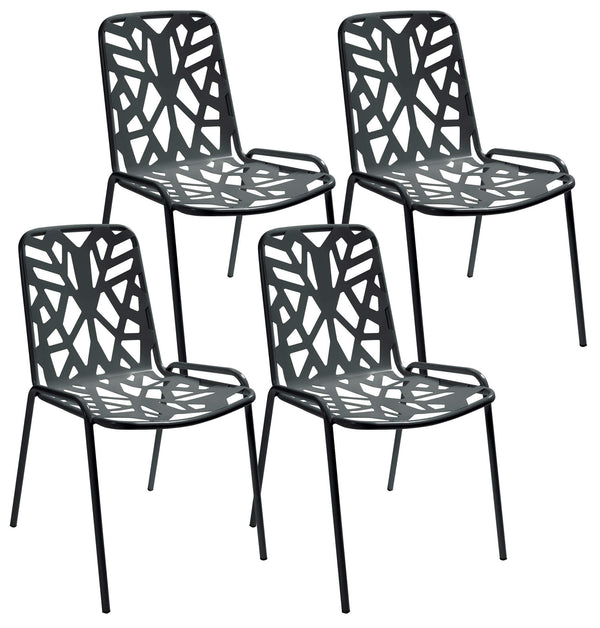 online Set aus 4 Gartenstühlen 52x59x83 cm in RD Italia Fancy Anthrazit Stahl