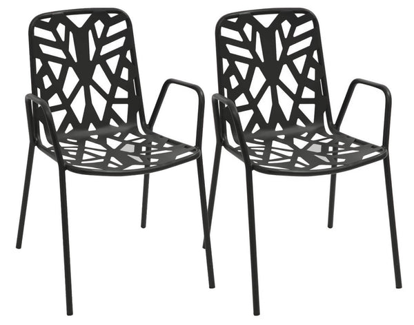 2er Set Gartenstühle 53x59x83 cm in Stahl mit Armlehnen RD Italia Fancy Anthrazit online