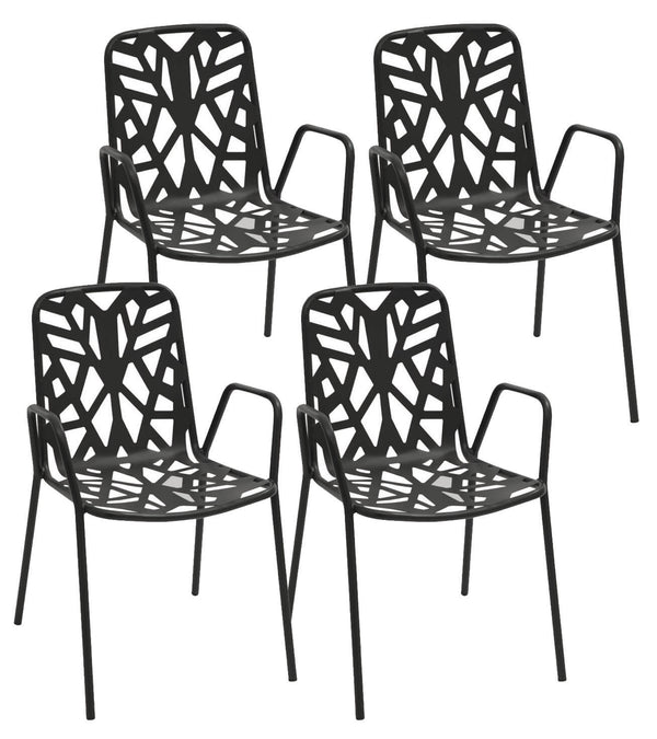 acquista Set mit 4 Gartenstühlen 53 x 59 x 83 cm in Stahl mit Armlehnen RD Italia Fancy Anthrazit