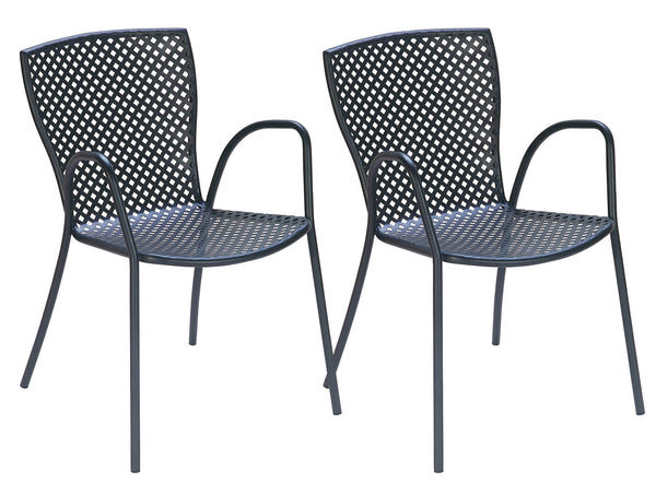 2er Set Gartenstühle 56x62x84 cm in Stahl mit Armlehnen RD Italia Sonia Anthrazit sconto