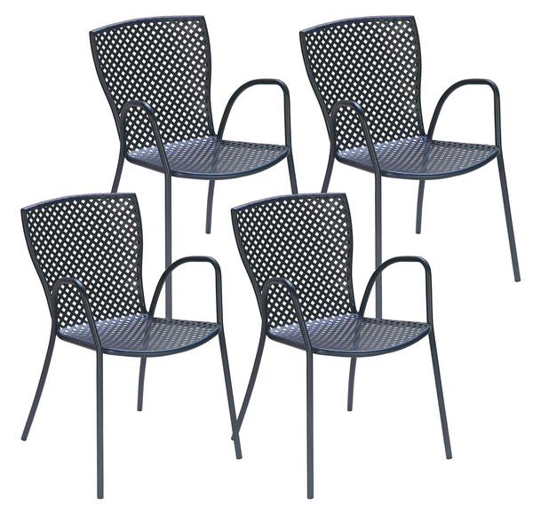 Set aus 4 Gartenstühlen 56x62x84 cm in Stahl mit Armlehnen RD Italia Sonia Anthrazit sconto