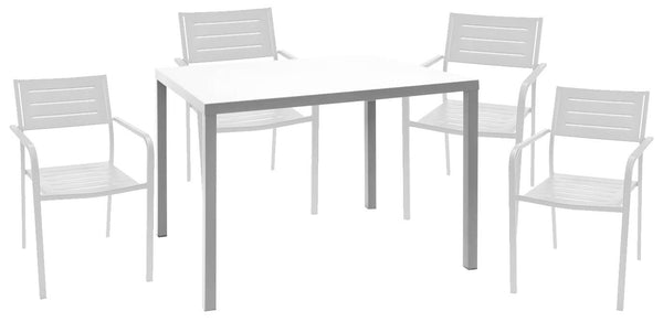 Set aus Tisch und 4 Gartenstühlen aus RD Italia Dorio White Steel prezzo