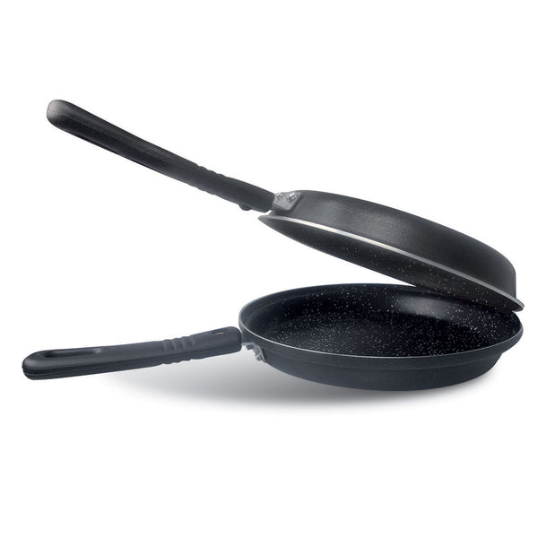 Double Ecostone Antihaft-Omelett-Wenderpfanne mit schwarzer Silex-Steinbeschichtung acquista