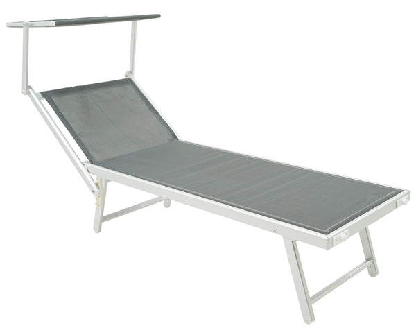 online Gartenliege 189 x 61 x 38 cm aus Aluminium und Textilene Simba Anthrazit