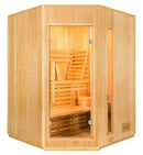 Sauna Finlandese ad Infrarossi 3/4 Posti 150x150 cm H200 in Legno di Abete Zen 3C-1