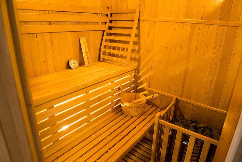 Sauna Finlandese ad Infrarossi 3/4 Posti 150x150 cm H200 in Legno di Abete Zen 3C-4