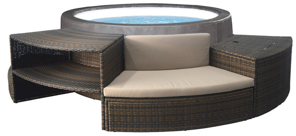 sconto Halbstarrer beheizter Outdoor-Whirlpool 4+2 Sitzplätze mit Möbeln Ø184x73 cm NetSpa Vita Premium Braun