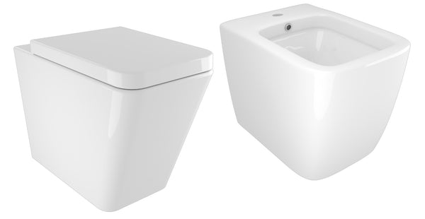 Paar Back to Wall WC und Bidet Sanitärkeramik aus Keramik 36 x 54,5 x 41,5 cm Street Bonussi Glänzend Weiß prezzo