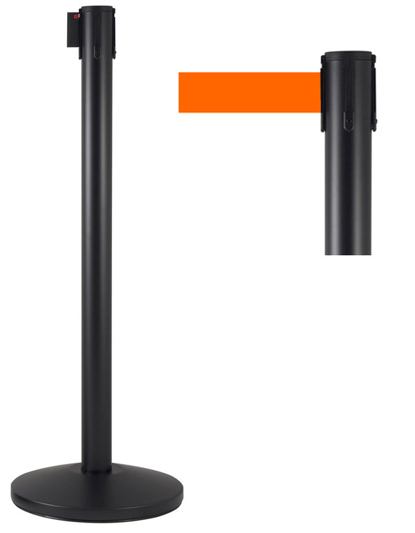 online Gardinenstange 3 Meter aus mattschwarzem Metall Ø36x101 cm orangefarbenes Band