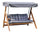 3-Sitzer-Gartenschaukel 190 x 120 x 180 cm aus Holz mit grauen Kissen