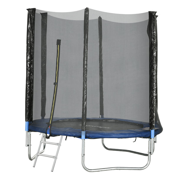 sconto Trampolino Elastico con Scaletta e Rete di Sicurezza Ø180x200 cm in Acciaio e Plastica Blu