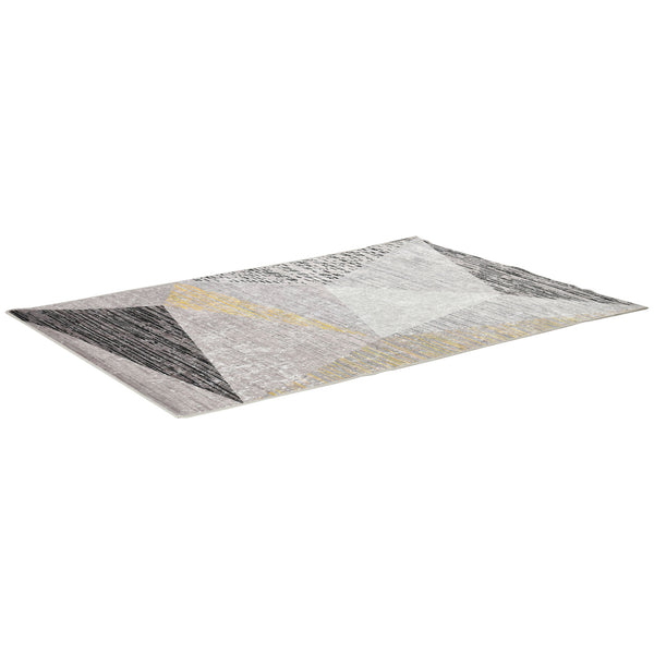 Kurzflor-Teppich für den Innenbereich 200 x 140 cm aus grau-gelb-weißem Polyester prezzo
