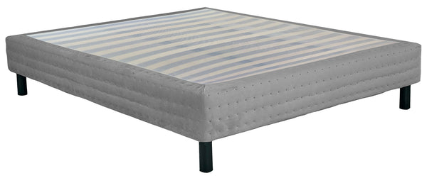 Sommier Bett mit festem Untergestell aus Holz und grauem Dormidea-Kunstsamt, verschiedene Größen online