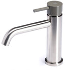 Rubinetto Miscelatore Monocomando Lavabo senza Scarico in Acciaio Inox Satinato Maniglia Antracite-1