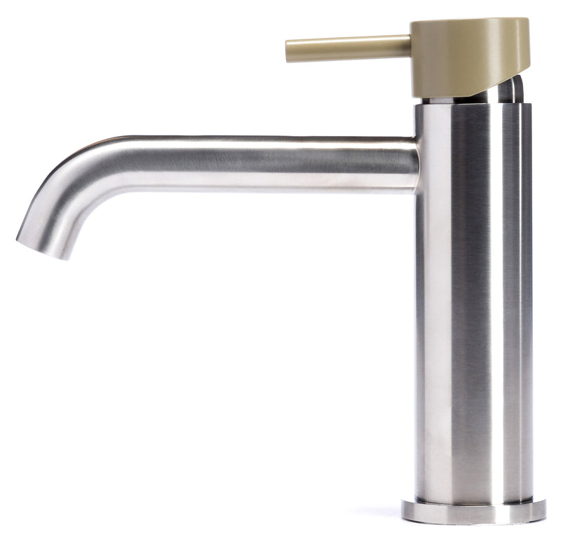 Rubinetto Miscelatore Monocomando Lavabo senza Scarico in Acciaio Inox Satinato Maniglia Ulivo-2