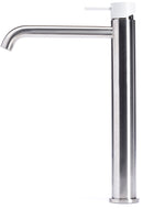Rubinetto Miscelatore Monocomando Lavabo Alto in Acciaio Inox Satinato Maniglia Neve-2
